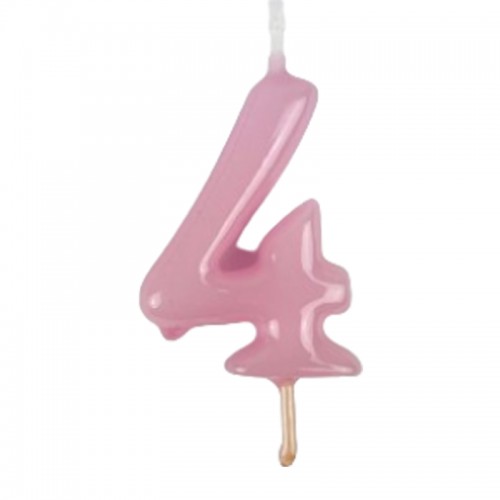 Vela Número 4 Rosa Pastel